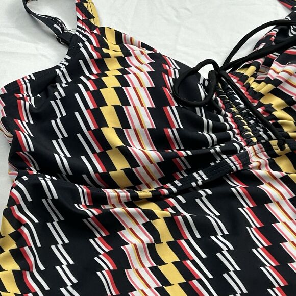 Hanna Nikole Swim Top Tankini 18 W Geometric Stripe Beach Plus Size Colorful - Picture 2 of 11